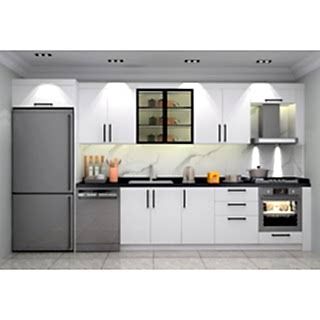 3 Metre Mdf-Lam Mutfak Dolabı – Füme Camlı, Kulplu Tasarım