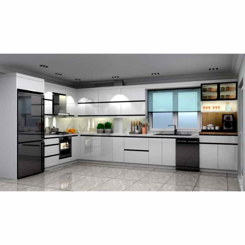 Modern High Gloss Mutfak Dolabı | Köşe L Tipi Kahve Köşesi Mini Bar Tasarım