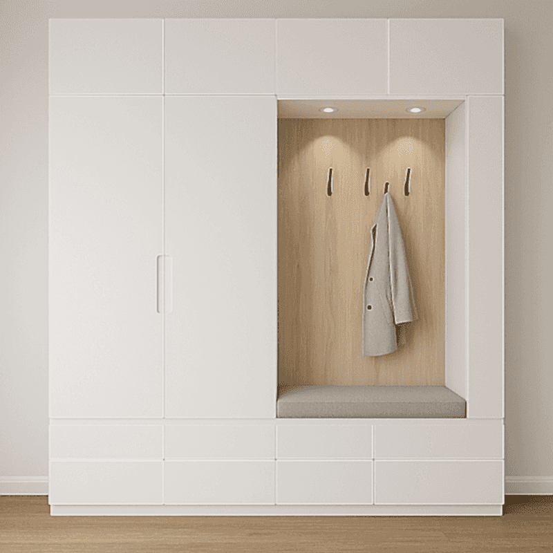 Portmanto Modeli - Askılıklı Vestiyer Dolabı Ahşap-Beyaz