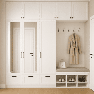 Gömme Vestiyer Dolabı | Avangard Kapaklı Model | Askılı, Aynalı Portmanto
