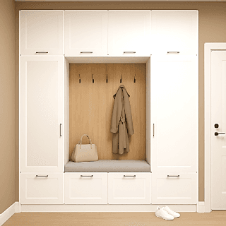 Giriş Vestiyer Dolabı | Cnc İşleme Kapaklı Model | Askılı Portmanto