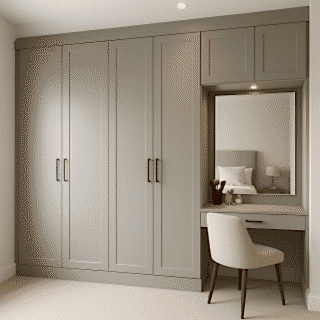 Gardırop Elbise Dolabı Aynalı Dresuarlı Model 4 Kapaklı Makyaj Masalı GD0108 Modeli