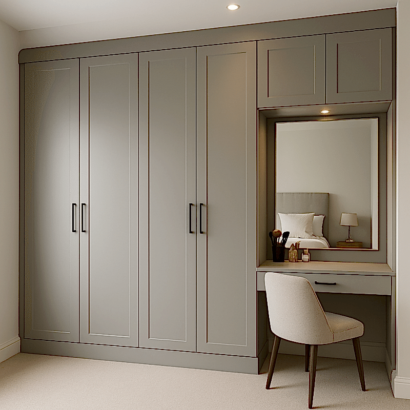 Gardırop Elbise Dolabı Aynalı Dresuarlı Model 4 Kapaklı Makyaj Masalı GD0108 Modeli
