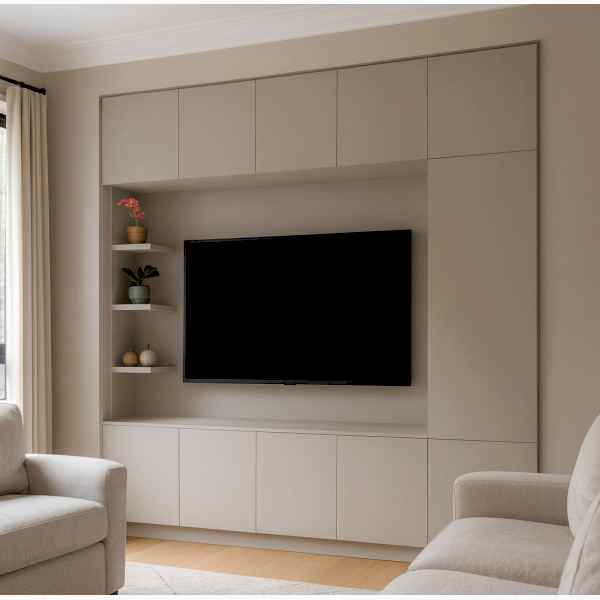 Gömme Tv Ünitesi BT163 Modeli, Kulpsuz Kapak, Saklama Dolaplı Seri